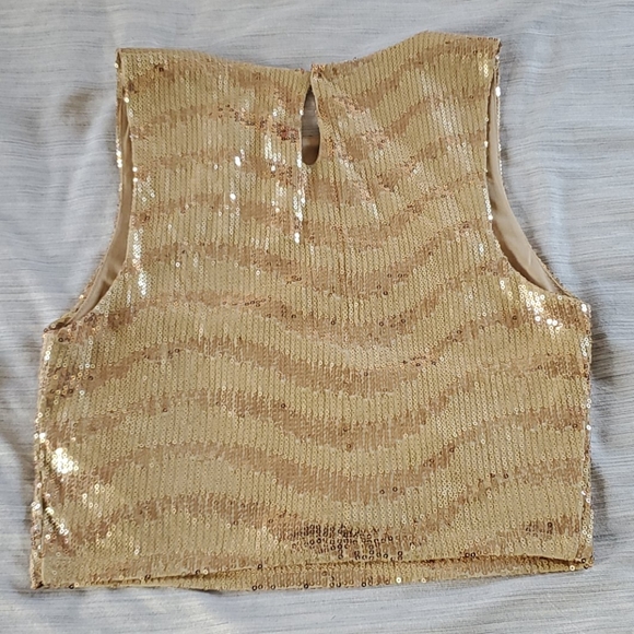 Gold Sequence Crop Top - Picture 2 of 6